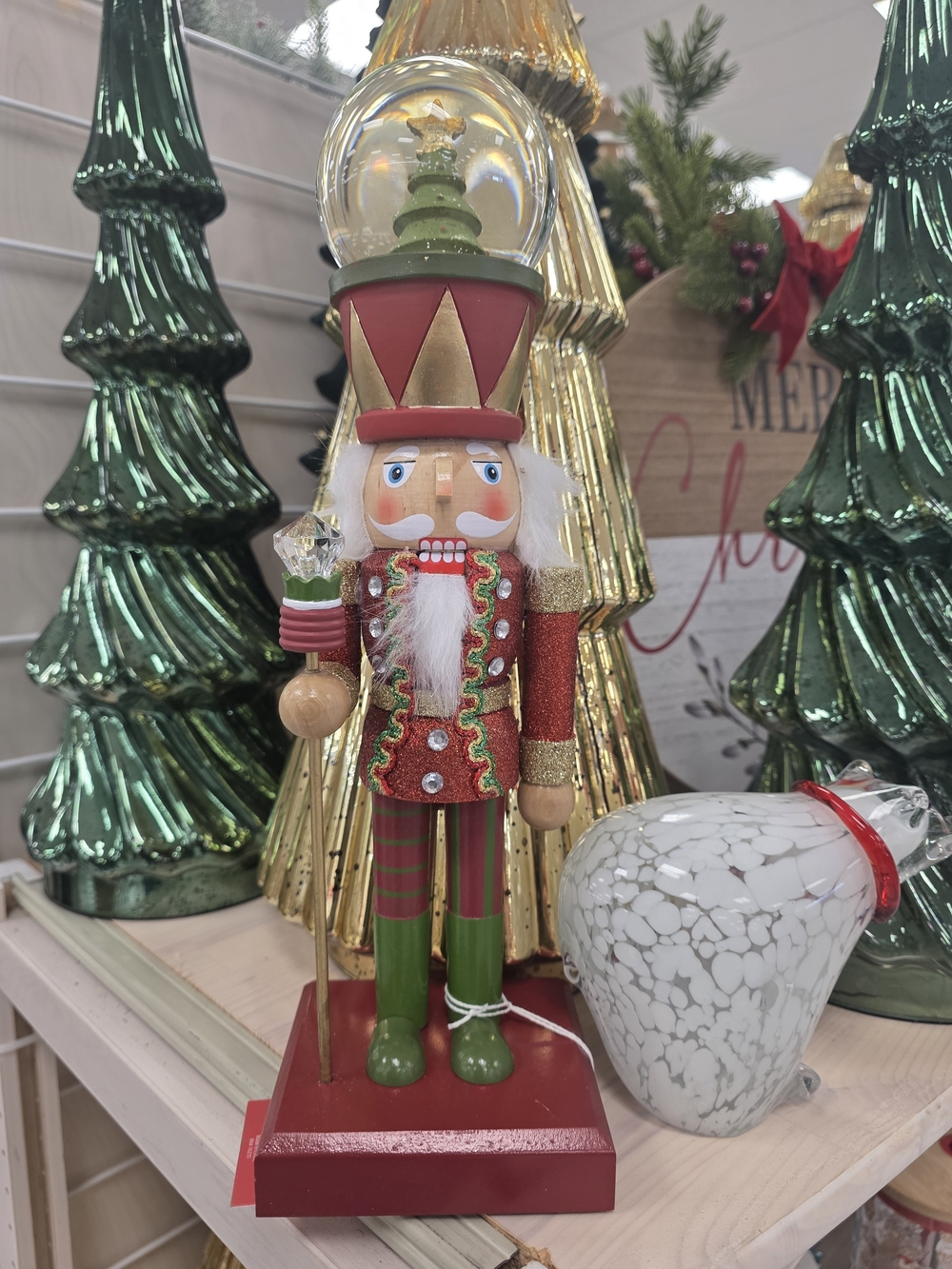 Nutcracker Figurine with Tree Globe-NWT
